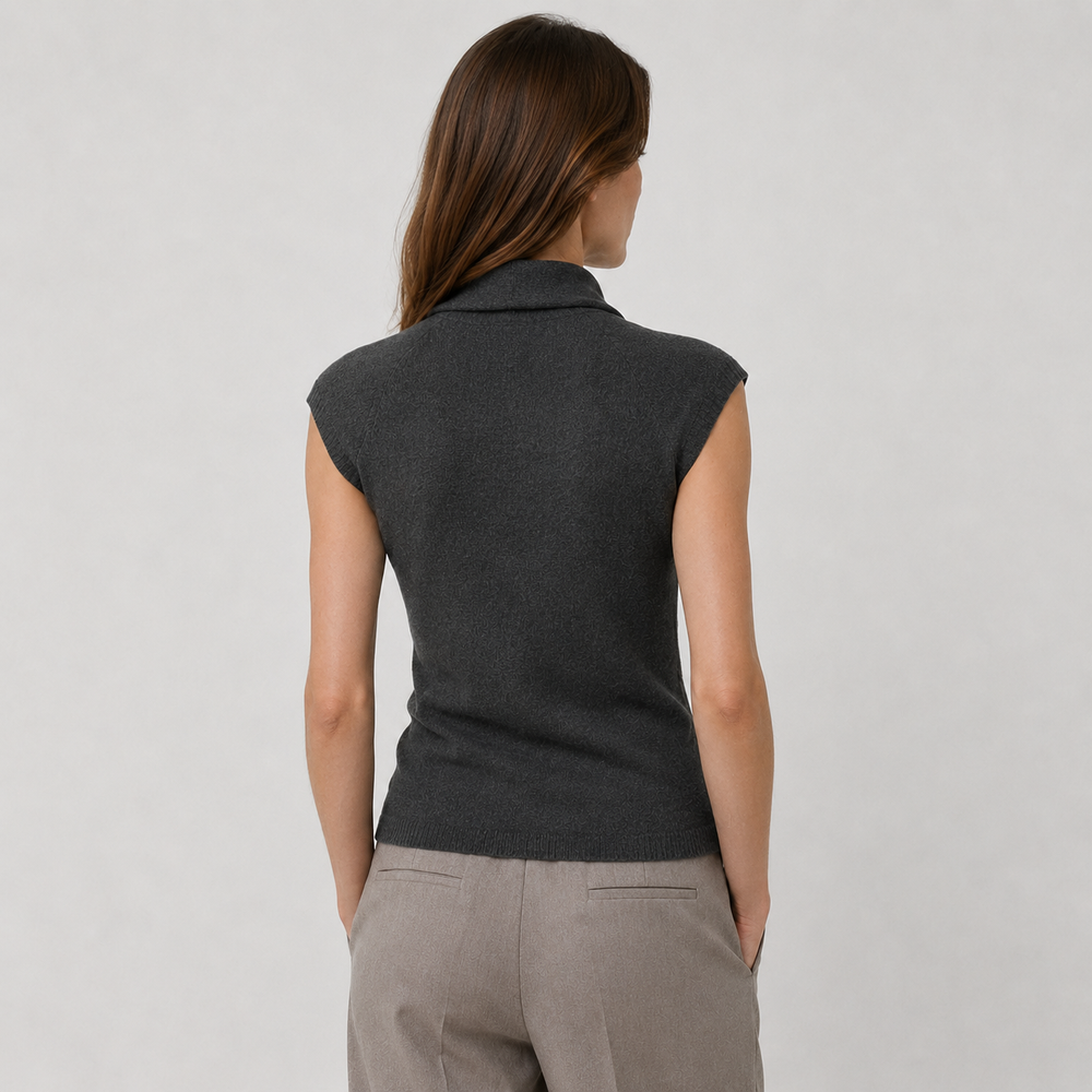 Cilvella | Tencel Lyocell Sleeveless Shawl-Tie Knit Top
