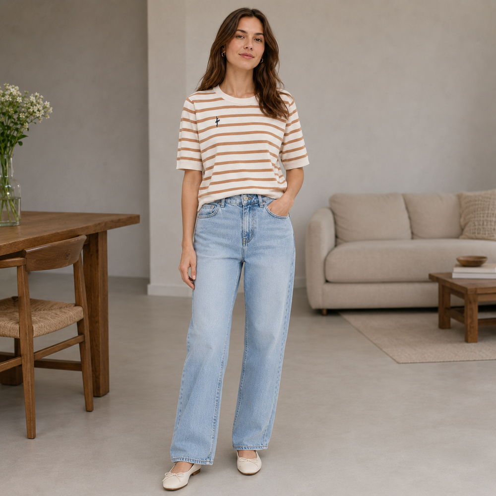 Cilvella | Tencel Lyocell Striped Knit Top