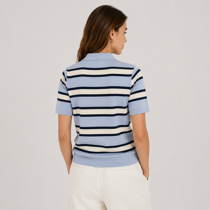 Cilvella | Tencel Lyocell Striped Polo T-Shirt