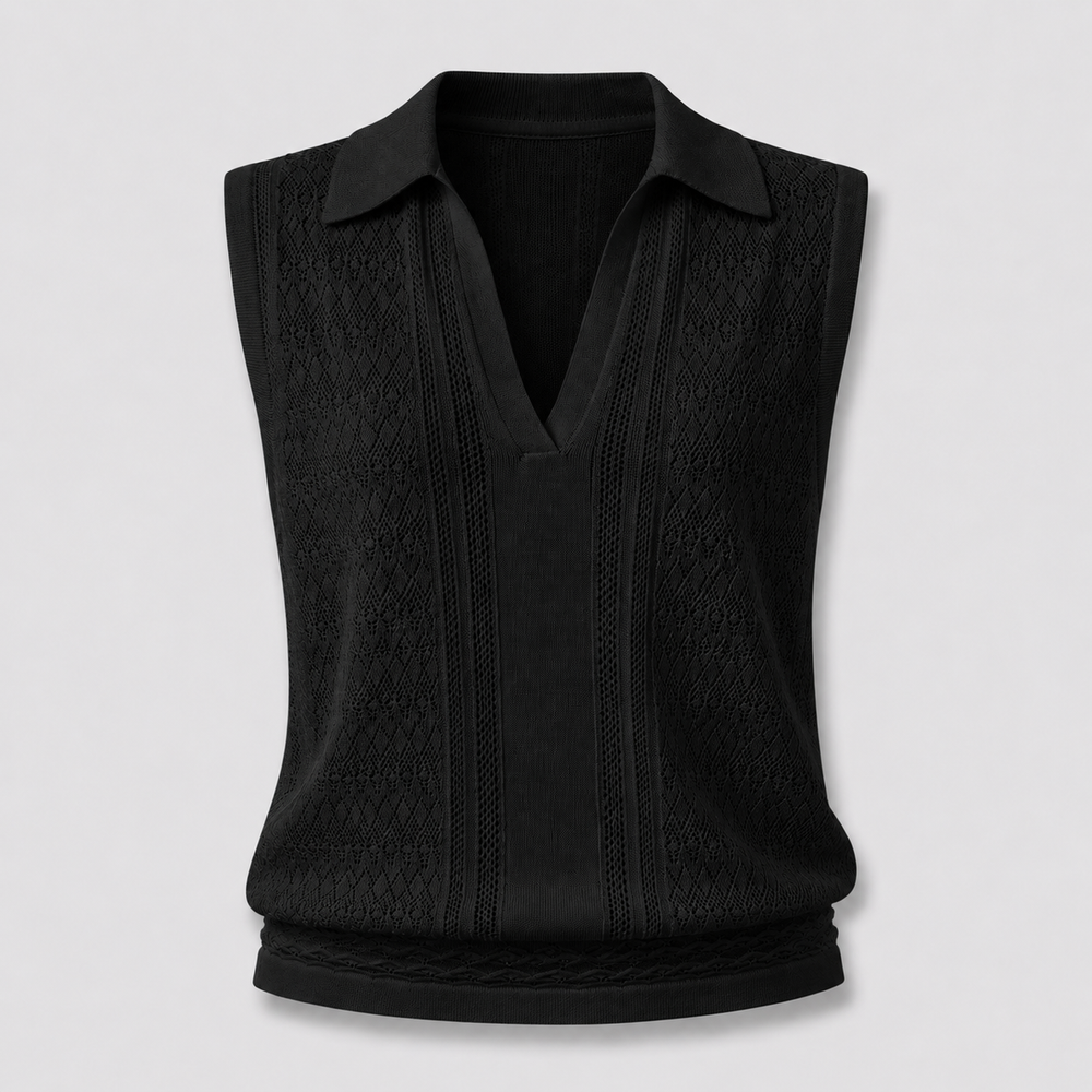 Cilvella | Tencel Lyocell Eyelet Sleeveless Shirt