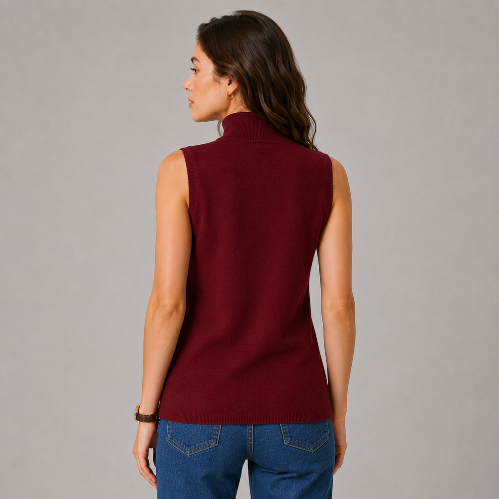 CILVELLA — Cashmere Blend Sleeveless Turtleneck Knit Top