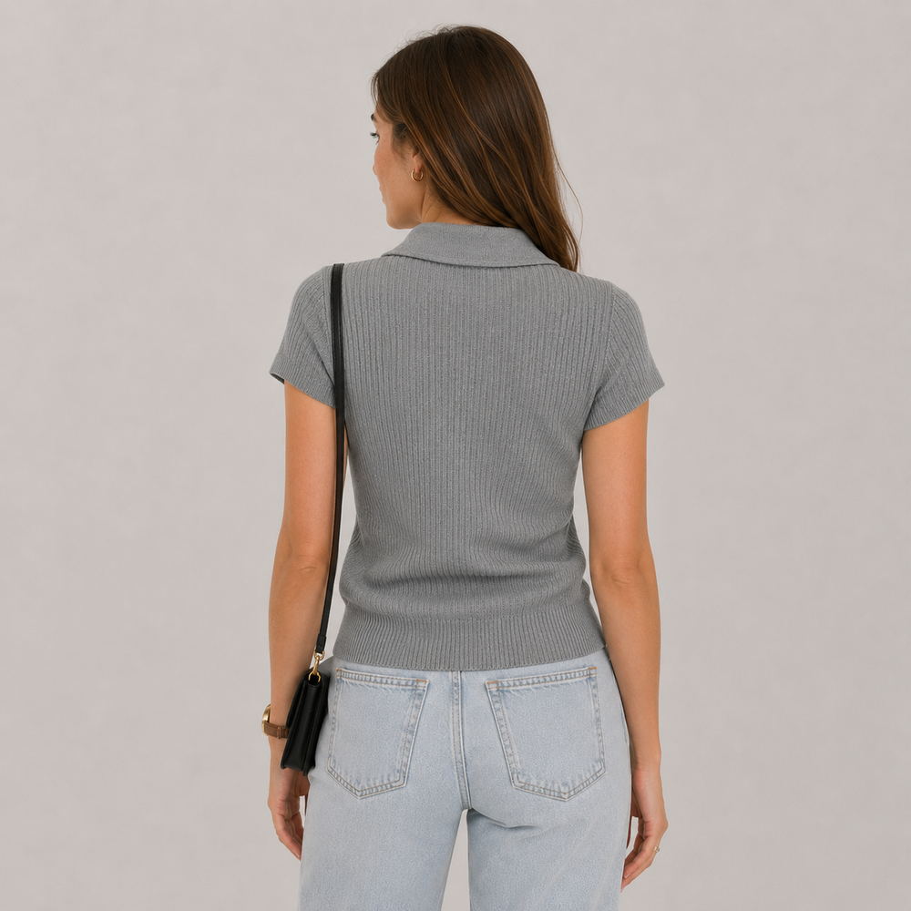 Cilvella | Tencel Lyocell Knitted Polo T-Shirt
