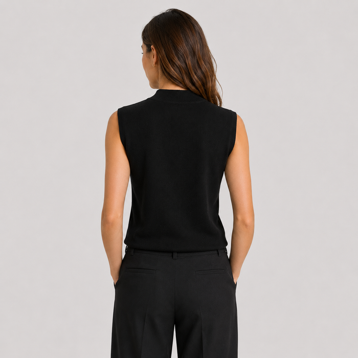 Cilvella | Tencel Lyocell Sleeveless Mock-Neck Knit Top