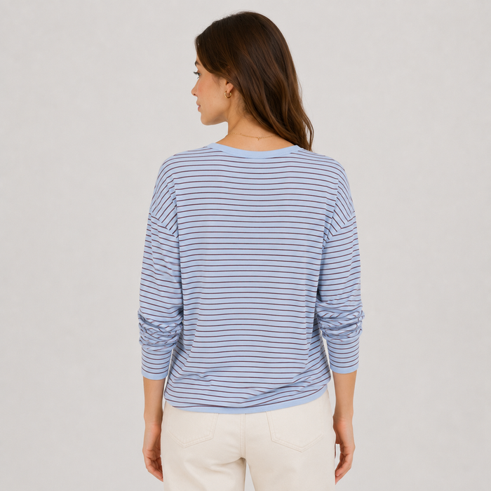 Cilvella | Tencel Lyocell Striped Knit Long Sleeve Top