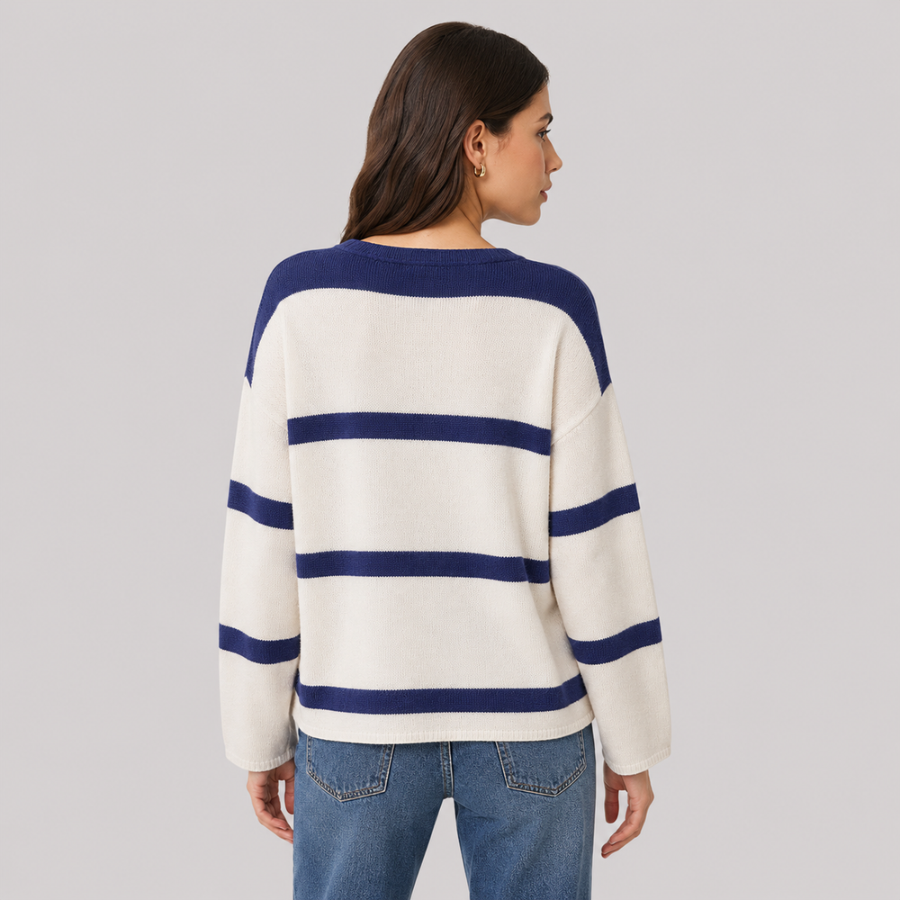 CILVELLA — Coastal Stripe Cashmere Blend Sweater