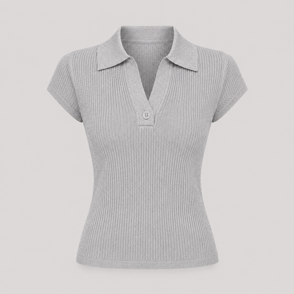 Cilvella | Tencel Lyocell V-Neck Knit Polo T-Shirt