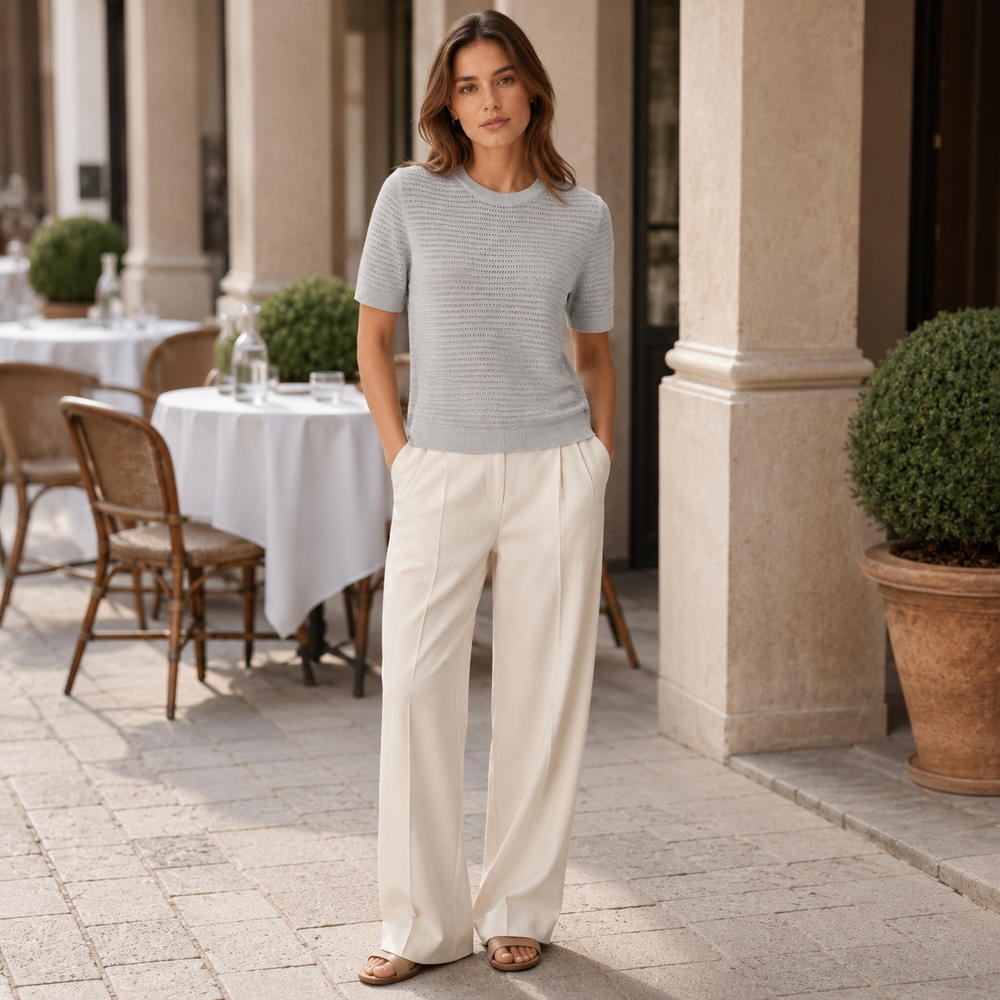 Cilvella | Tencel Lyocell Short Sleeve Knit Sweater
