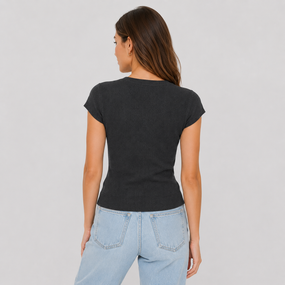 Cilvella | Tencel Lyocell V-Neck Slim Fit Knit Top