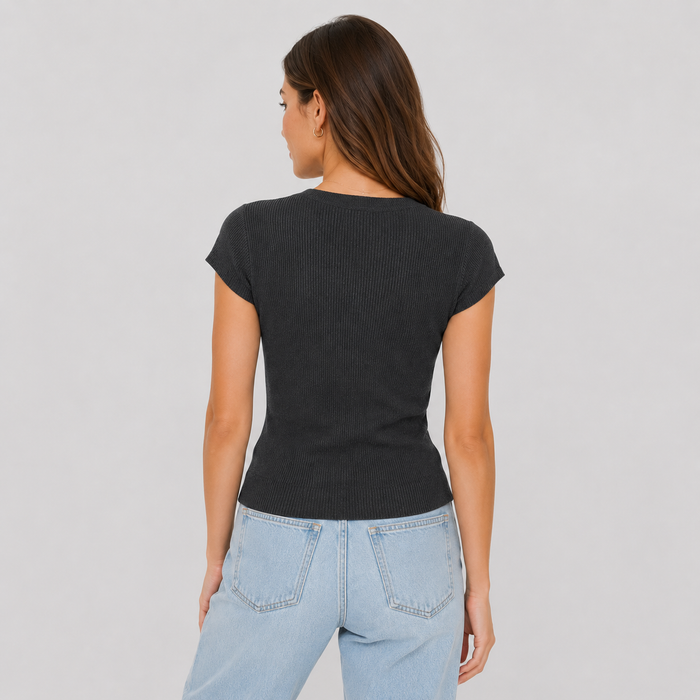 Cilvella | Tencel Lyocell V-Neck Slim Fit Knit Top