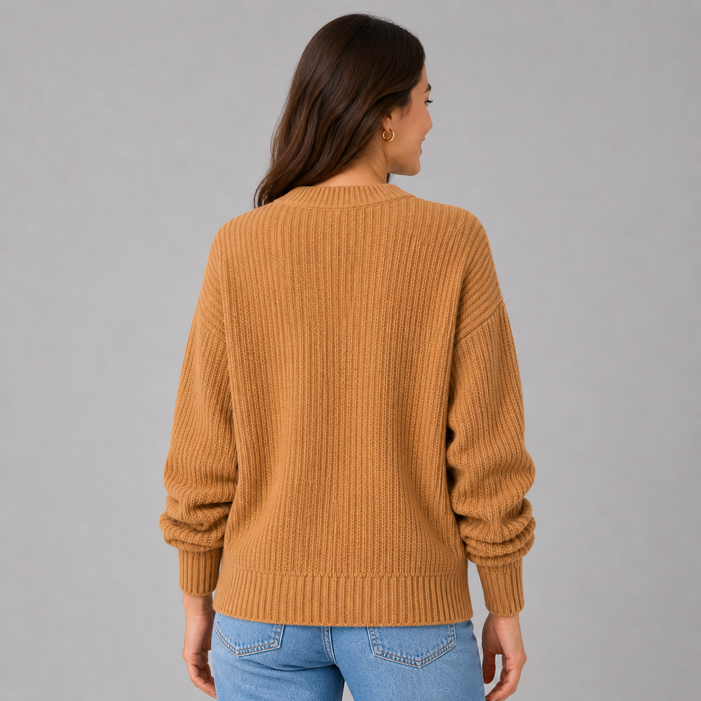 CILVELLA — Cashmere Blend Ribbed Knit Sweater