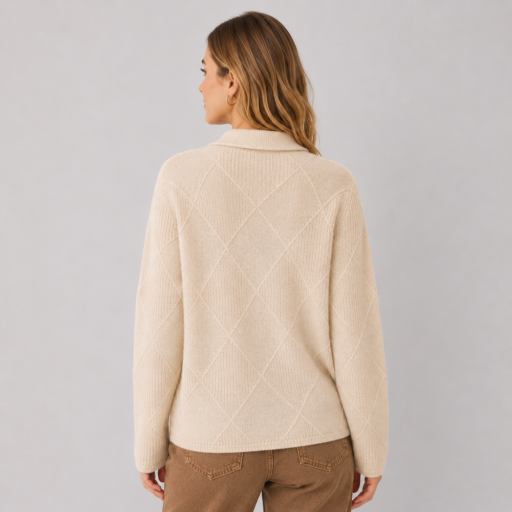 CILVELLA —  Elegant Diamond Knit Cardigan