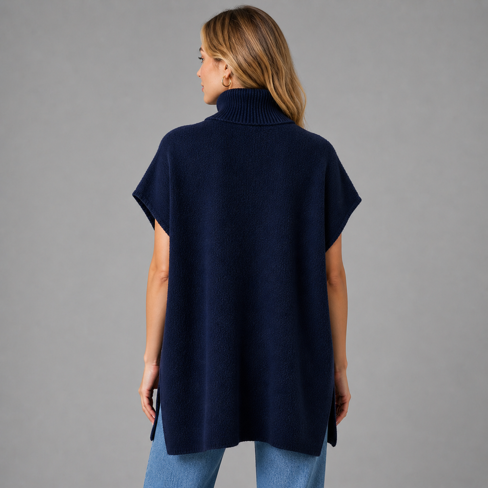 CILVELLA — Cashmere Blend Turtleneck Knit Poncho