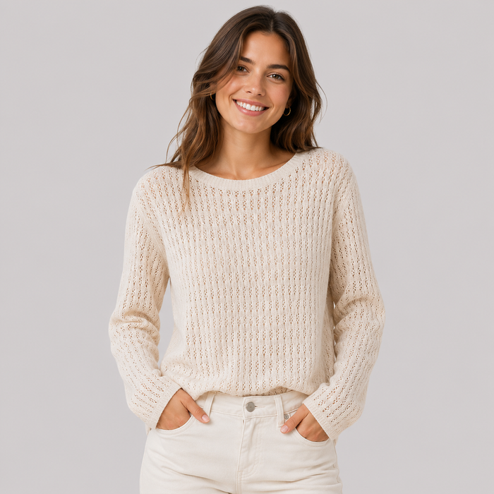 CILVELLA — Cashmere Blend Open Knit Sweater