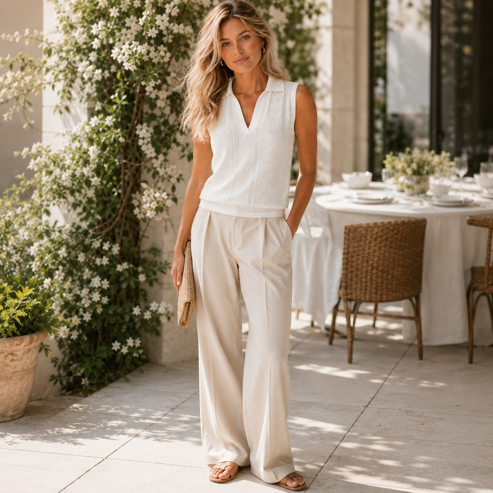 Cilvella | Tencel Lyocell Eyelet Sleeveless Shirt
