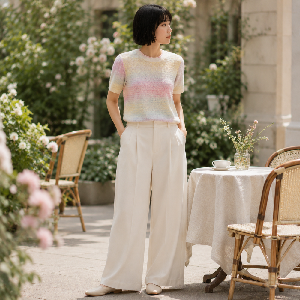 Cilvella | Tencel Lyocell Gradient Short-Sleeved Pullover