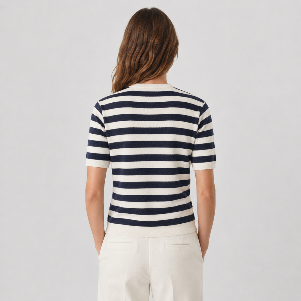 Cilvella | Tencel Lyocell Striped Short Sleeve T-Shirt