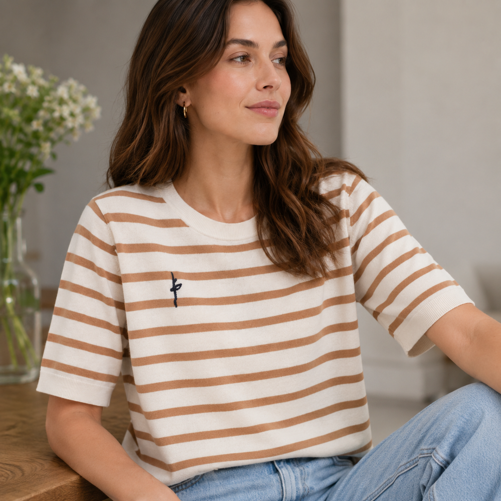 Cilvella | Tencel Lyocell Striped Knit Top