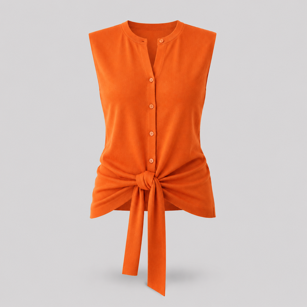 Cilvella | Tencel Lyocell Sleeveless Button-Down Knit Top