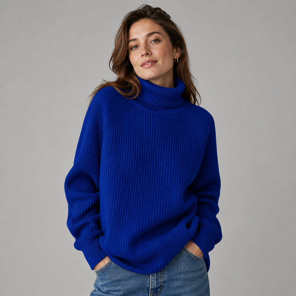 CILVELLA — Cashmere Blend Turtleneck Ribbed Sweater