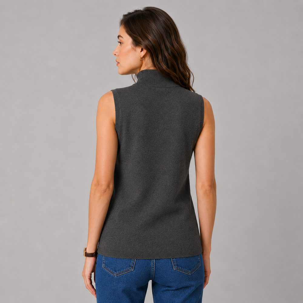 CILVELLA — Cashmere Blend Sleeveless Turtleneck Knit Top