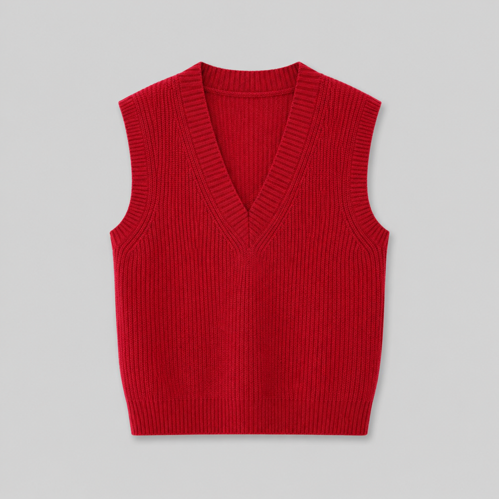 CILVELLA — Cashmere Blend V-Neck Knit Vest
