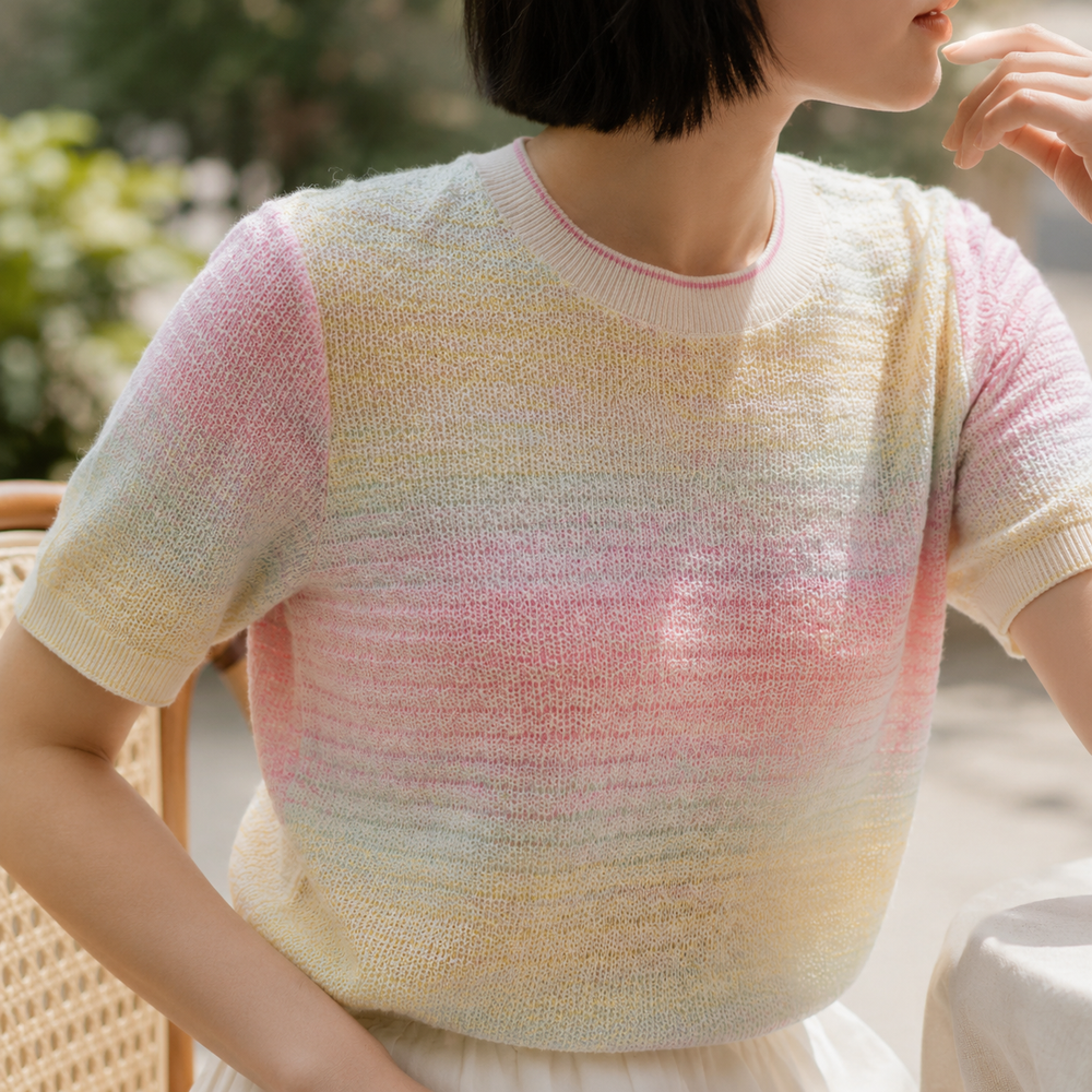 Cilvella | Tencel Lyocell Gradient Short-Sleeved Pullover