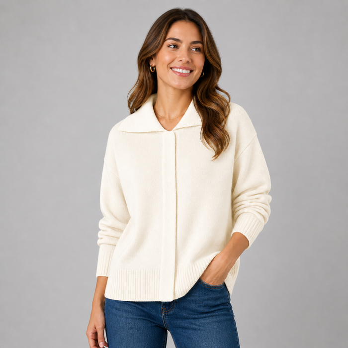CILVELLA — Cashmere Blend Collared Knit Cardigan