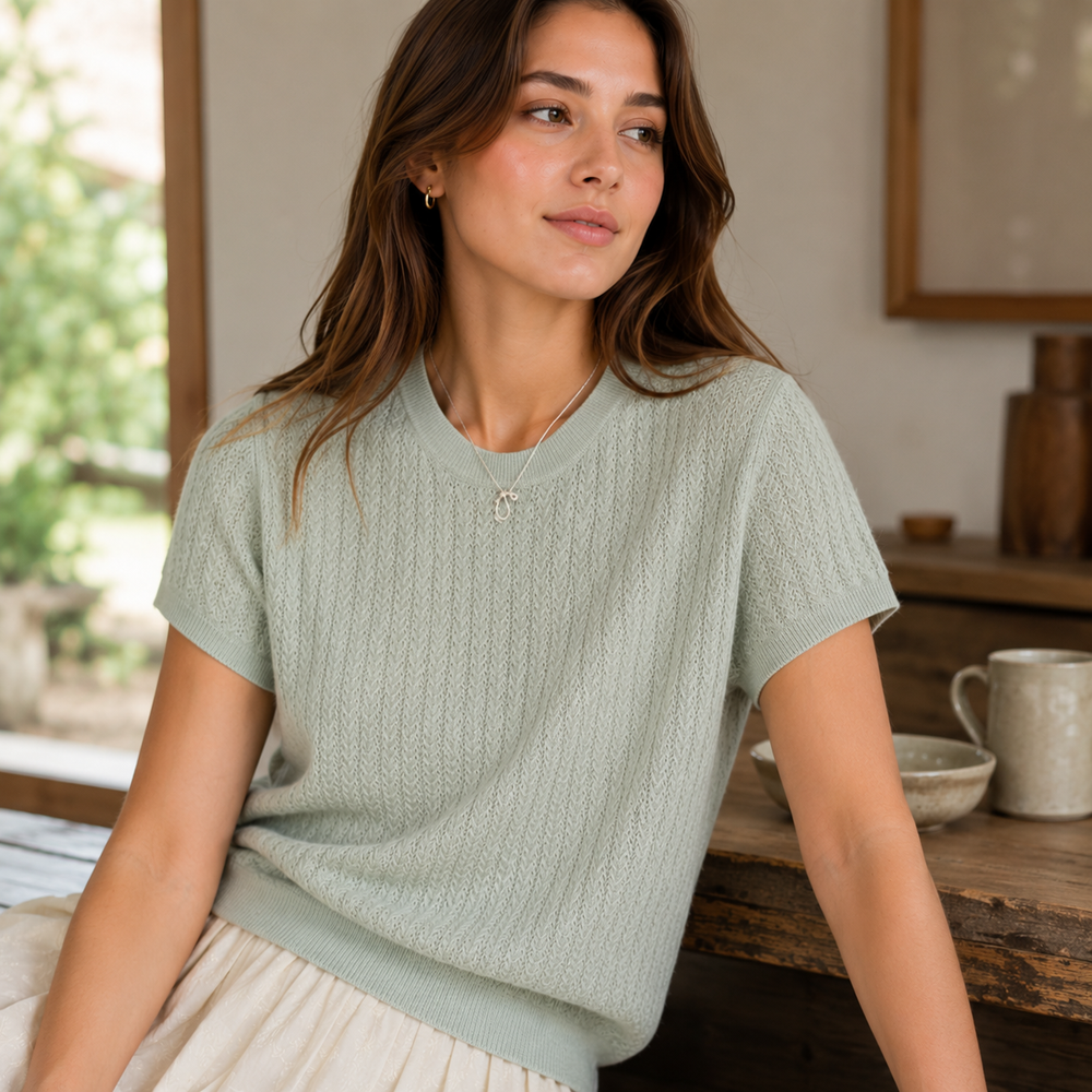 Cilvella | Tencel Lyocell Patterned Knit Top