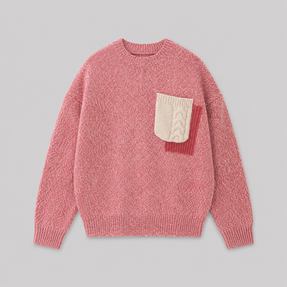 CILVELLA — Cashmere Blend Contrast Pocket Sweater