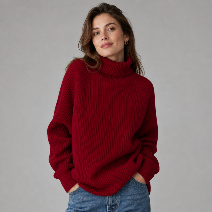 CILVELLA — Cashmere Blend Turtleneck Ribbed Sweater