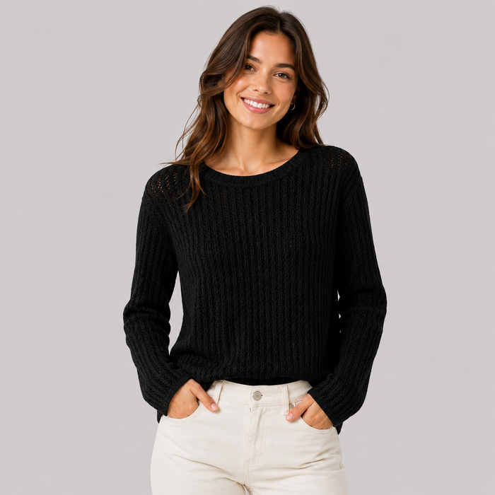 CILVELLA — Cashmere Blend Open Knit Sweater