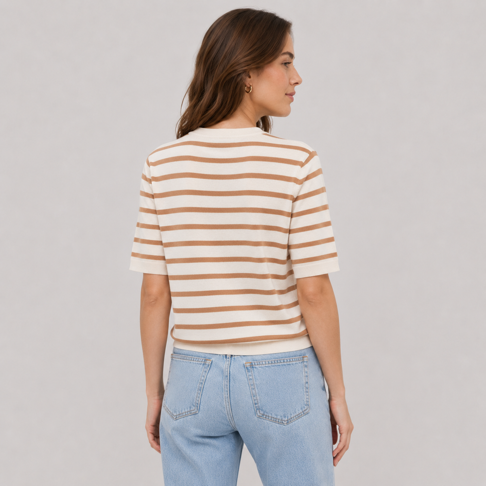 Cilvella | Tencel Lyocell Striped Knit Top