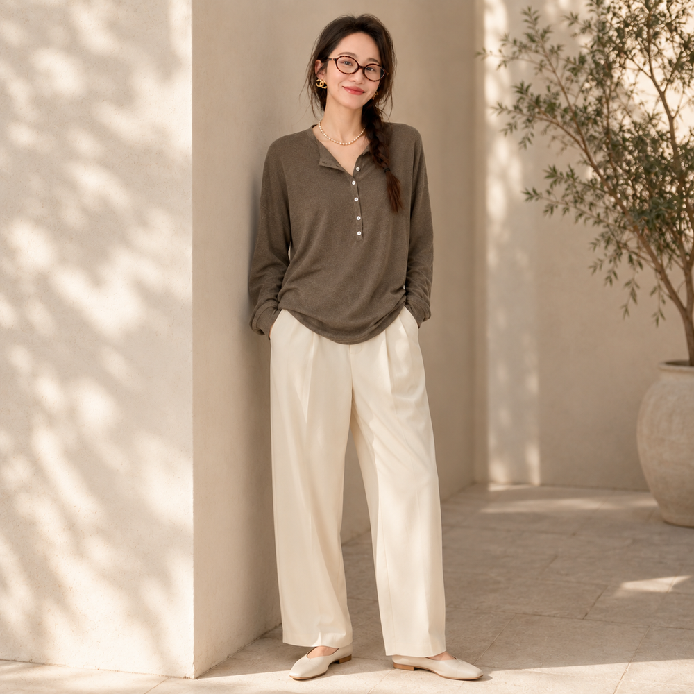 Cilvella | Tencel Lyocell Relaxed Fit Knit Blouse
