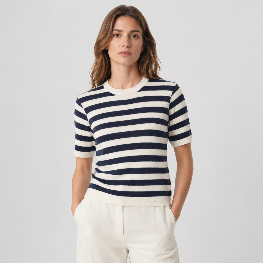 Cilvella | Tencel Lyocell Striped Short Sleeve T-Shirt
