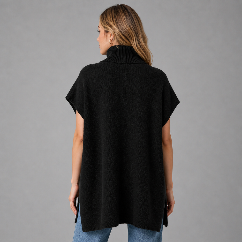 CILVELLA — Cashmere Blend Turtleneck Knit Poncho