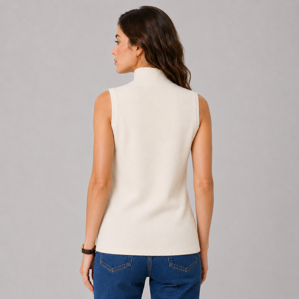 CILVELLA — Cashmere Blend Sleeveless Turtleneck Knit Top