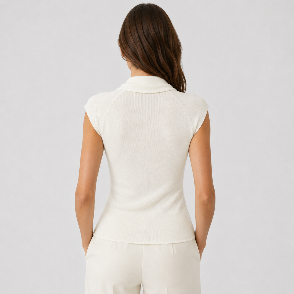 Cilvella | Tencel Lyocell Sleeveless Shawl-Tie Knit Top