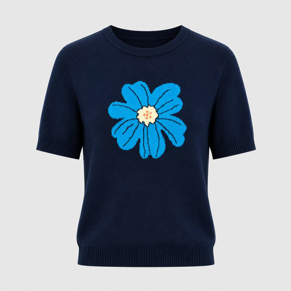 Cilvella | Tencel Lyocell Floral Knit T-Shirt