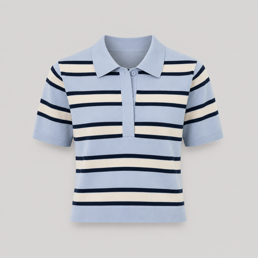Cilvella | Tencel Lyocell Striped Polo T-Shirt