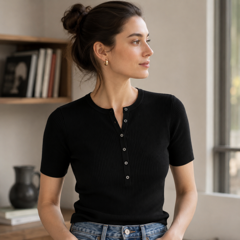 Cilvella | Tencel Lyocell Short Sleeve Knit T-Shirt