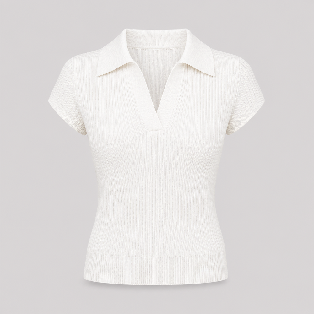 Cilvella | Tencel Lyocell Knitted Polo T-Shirt