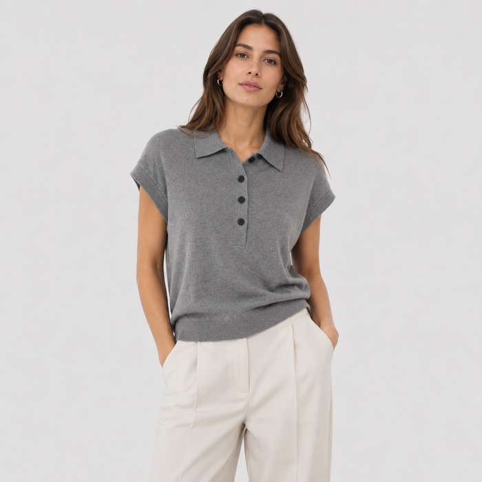 Cilvella | Tencel Lyocell Knit Polo T-Shirt