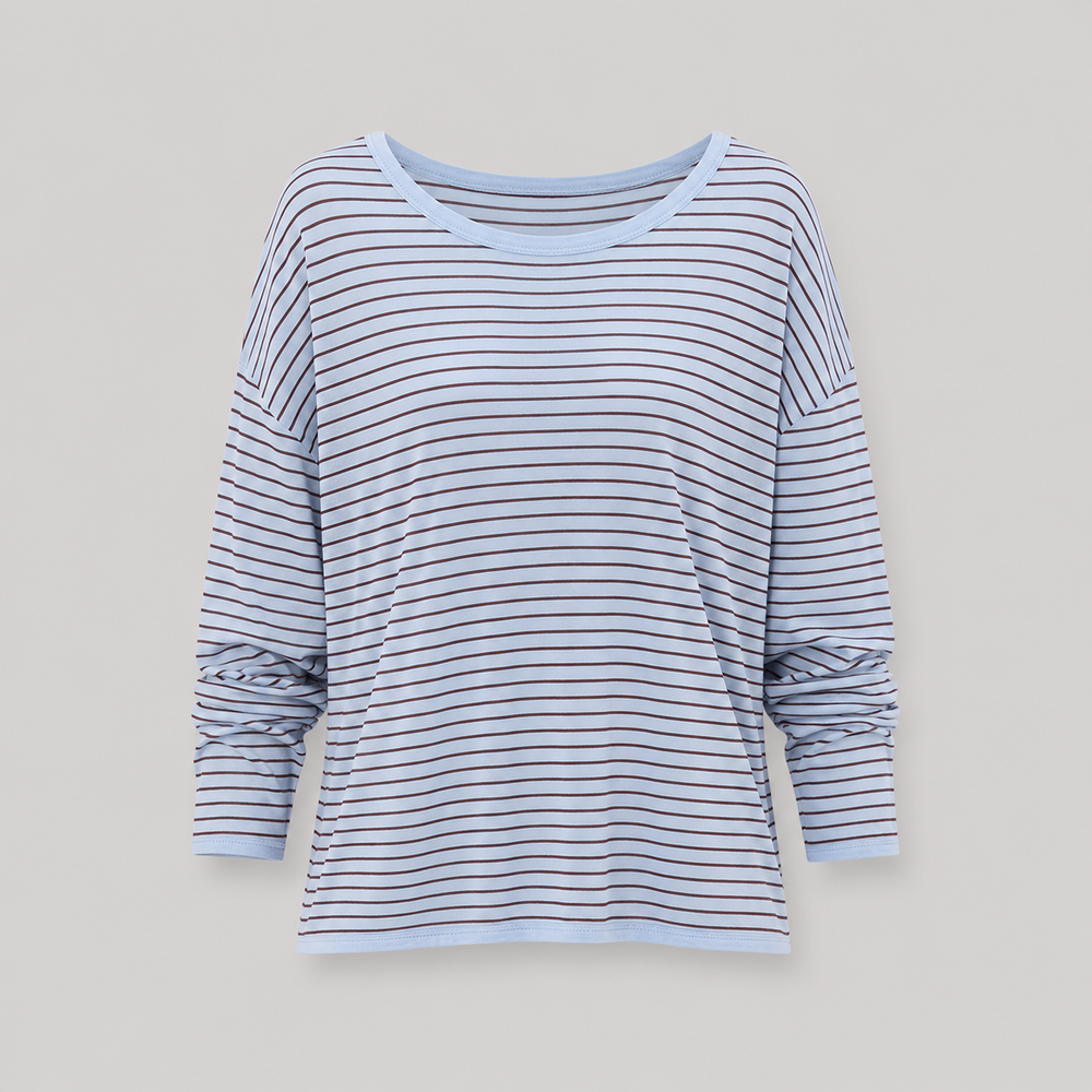 Cilvella | Tencel Lyocell Striped Knit Long Sleeve Top