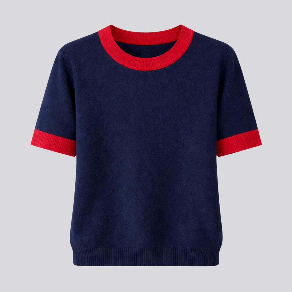 CILVELLA — Merino Wool Short Sleeve Knit Top