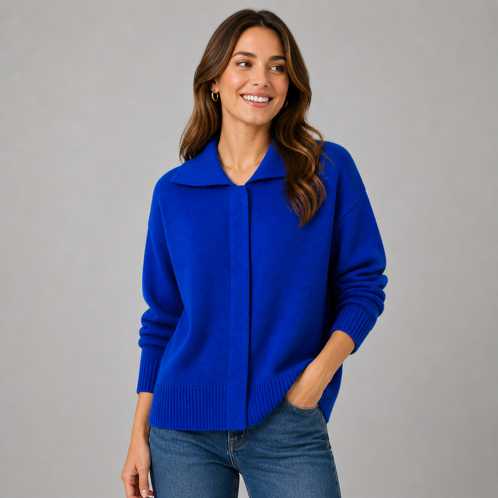 CILVELLA — Cashmere Blend Collared Knit Cardigan