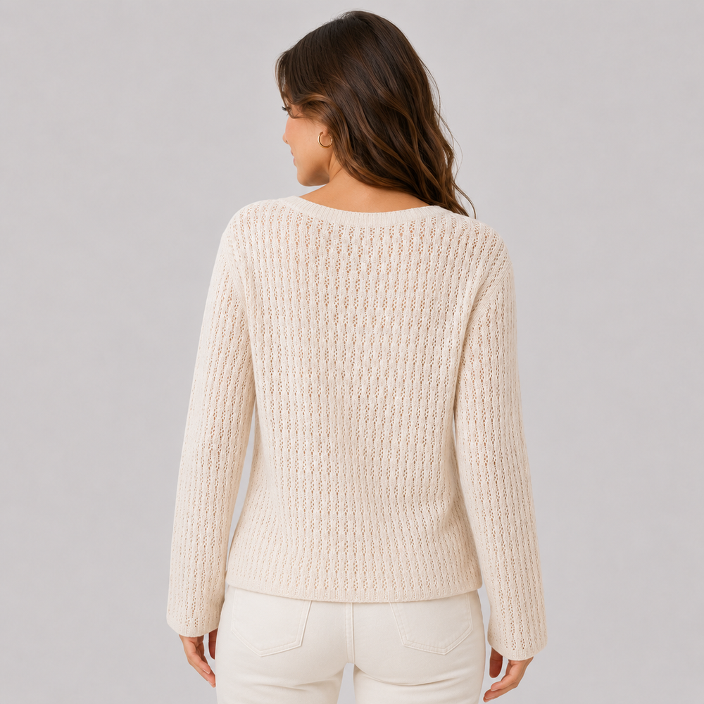 CILVELLA — Cashmere Blend Open Knit Sweater