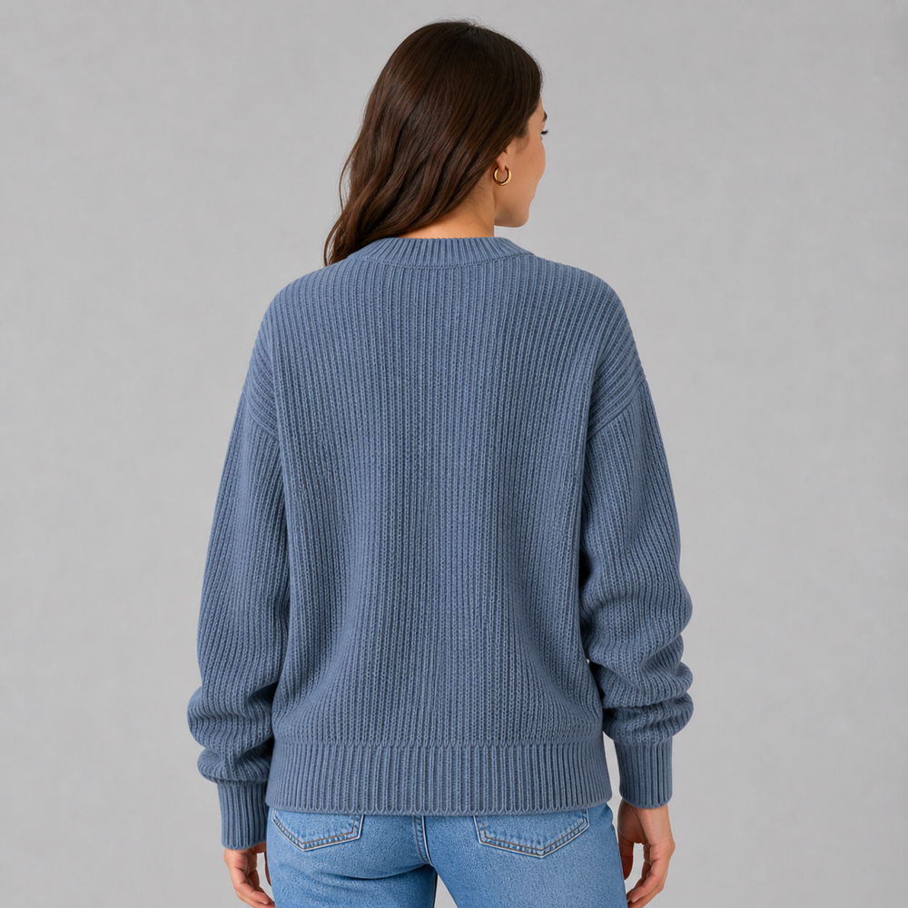 CILVELLA — Cashmere Blend Ribbed Knit Sweater