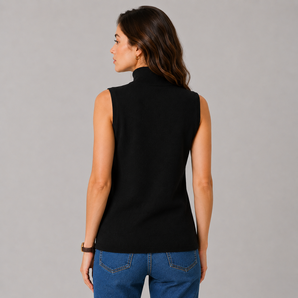 CILVELLA — Cashmere Blend Sleeveless Turtleneck Knit Top