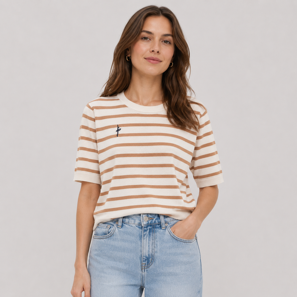 Cilvella | Tencel Lyocell Striped Knit Top