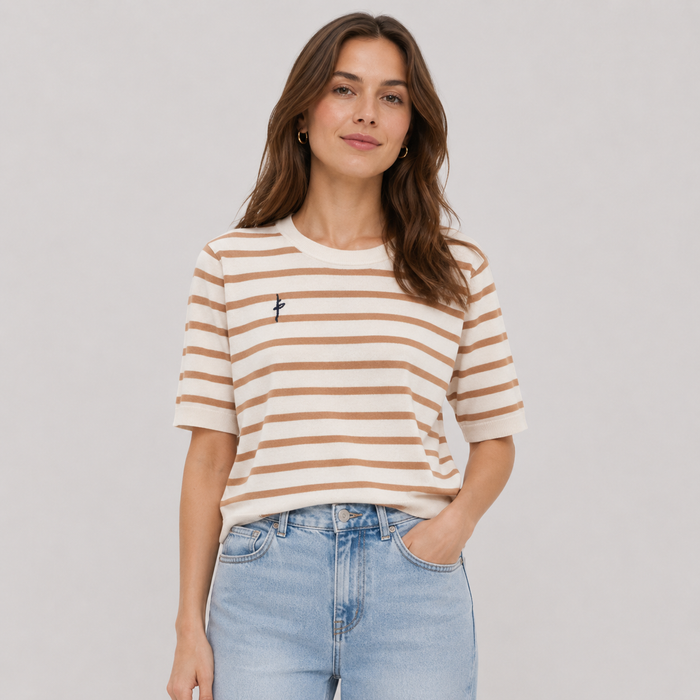Cilvella | Tencel Lyocell Striped Knit Top